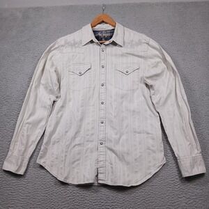 Guess Shirt Mens Extra Large Light Gray Western Snap Front Embroidered XZ47000